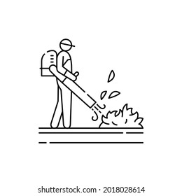 Leaf blower cleaning сolor line icon. Garden service. Pictogram for web page, mobile app, promo. UI UX GUI design element. Editable stroke.