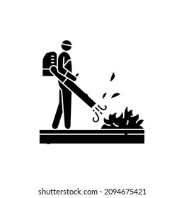 Icono de la línea de color с limpieza del ventilador de hoja. Servicio de jardín. Pictograma para página web, aplicación móvil, promoción. elemento de diseño de interfaz gráfica de usuario (GUI) de UI UX. Trazo editable.