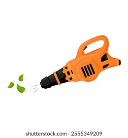 Leaf Blower Icon Orange Cartoon Garden Tool Equipment, Appliance Cleaning Maintenance Yard Icon Illustration Color