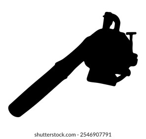 Vector de silueta de icono de soplador de hojas sobre fondo blanco.