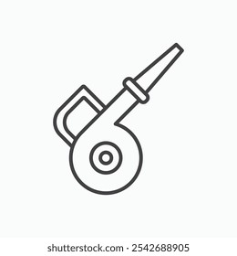 Leaf blower icon in thin black lines