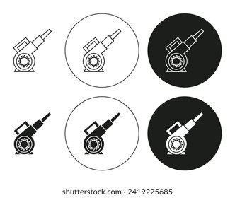 Marca de icono del logotipo de la línea vectorial del ventilador de hoja. Conjunto de planos del contorno del ventilador de la hoja