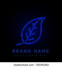Leaf blue chromium metallic logo