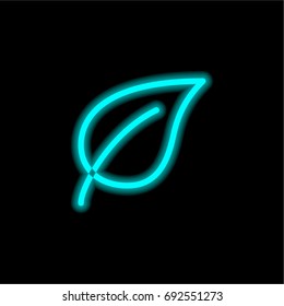Leaf blue glowing neon ui ux icon. Glowing sign logo vector