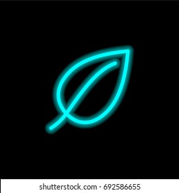Leaf blue glowing neon ui ux icon. Glowing sign logo vector