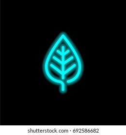 Leaf blue glowing neon ui ux icon. Glowing sign logo vector