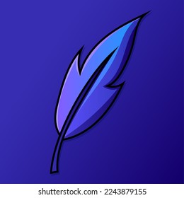 Ilustración azul de la hoja Sobre fondo azul oscuro