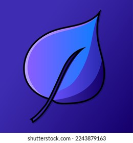 Leaf Blue illustration On dark blue Background