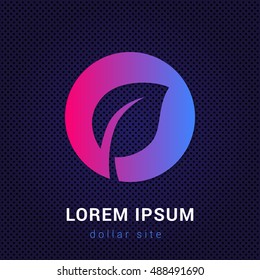 Leaf Blue & Red colorful gradient attractive bright material Icon / Logo Design