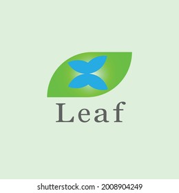 Hoja con diseño de logo azul simple mariposa