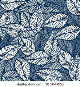Leaf blue and white color pattern design background illustration wallpaper design
