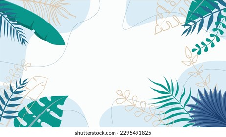 leaf boho abstract liquid background color blue bohemian style template vector
