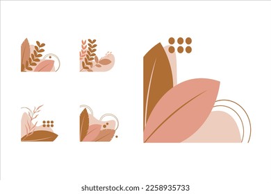 Leaf Boho Corner Vector Set