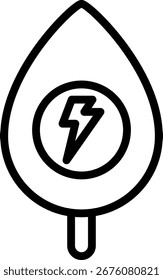 Blatt mit Bolzen-Umrisssymbol, schwarz-weißer Umrisssymbol-Vektor.