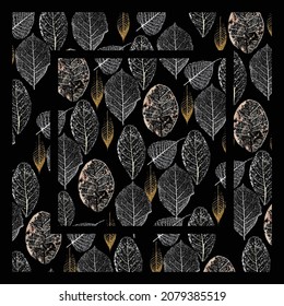 leaf bone designs arranged randomly with bold colors that are modern and trendy, can be used for fabric printing, hijab, scarf, dress, or home decor