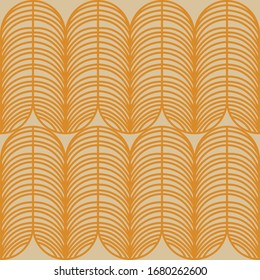 Leaf Bones Waves A Seamless Pattern. Retro Color