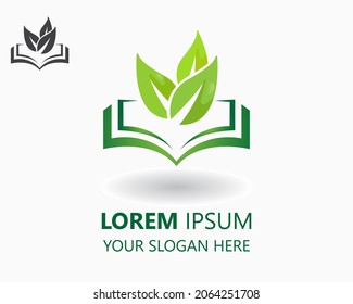 leaf book logo design template. education logo vector