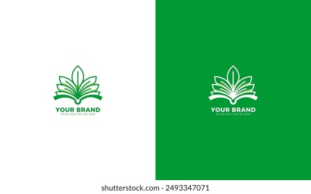 Logo de libro de hojas, icono de papel natural, símbolo ecológico. Diseño de Ilustración vectorial gráfica