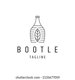 Leaf bottle line logo icon design template