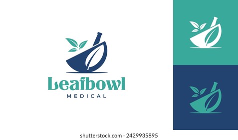 Leaf Bowl Medical Logo Vector Illustration Icon  Template Logo	