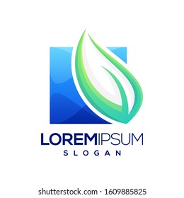 leaf box colorful gradient logo design