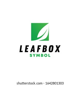 Leaf Box logo design vector template with Green Line Concept style.