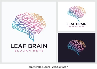 Leaf Brain Design Inspiration. Leaf Brain Symbol Logo Vector Template Design, Leaf Brain Design Logo Vector Illustration