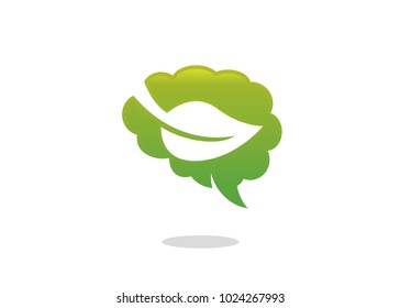 Leaf Brain Logo Design Template, Element Design, Vector Design
