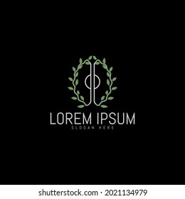 Ilustración gráfica vectorial del logotipo del cerebro de la combinación de la hoja de salud para la atención de la salud.