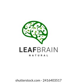 Leaf brain natural, Health brain nature mind , creative unique vector illustration minimalist logo design
