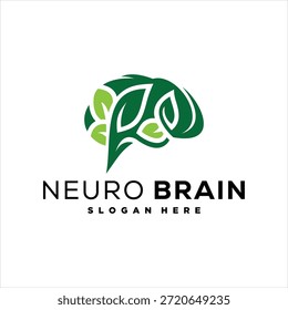 leaf brain neurology logo design element vector template