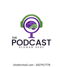 Leaf Brain Podcast Logo Vector. Simple and modern.