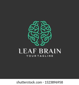 Leaf brain simple logo design Line Art minimalist inspiration download