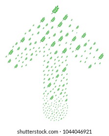 Leaf Branch collage done in the figure of forward path arrow. Up oriented arrow figure organized from leaf branch design elements.