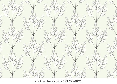 Patrón de bordado de hojas y ramas con dibujos de líneas botánicas mínimas con contornos limpios y Formas elegantes y suaves ideales para repetir diseños textiles decorativos