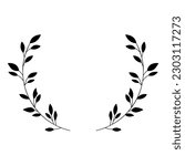 Leaf and Branch Frame hand drawn style. 
Leaf black and white frame of twigs leaves. 
Frames for the Valentine’s Day, wedding decor, logo and identity template.