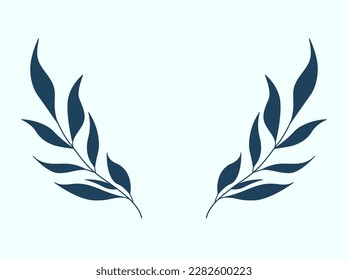 Leaf and Branch Frame hand drawn style. 
Floral navy and white frame of twigs leaves. 
Frames for the Valentine’s Day, wedding decor, logo and identity template.