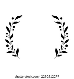Leaf und Branch Frame handgezeichnet Stil. 
Leaf schwarz-weißer Rahmen aus Zwirnblättern. 
Rahmen für den Valentinstag, Hochzeitsdekor, Logo und Identitätsvorlage.