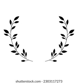 Leaf and Branch Frame hand drawn style. 
Leaf black and white frame of twigs leaves. 
Frames for the Valentine’s Day, wedding decor, logo and identity template.