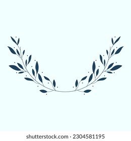 Leaf and Branch Frame hand drawn style. 
Leaf navy and white frame of twigs leaves. 
Frames for the Valentine’s Day, wedding decor, logo and identity template.