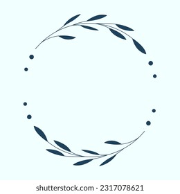 Leaf and Branch Frame hand drawn style. 
Leaf navy and white frame of twigs leaves. 
Frames for the Valentine’s Day, wedding decor, logo and identity template.Leaf and Branch Frame hand drawn style. 
