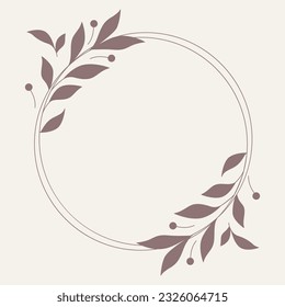 Leaf and Branch Frame hand drawn style. 
Leaf brown and white frame of twigs leaves. 
Frames for the Valentine’s Day, wedding decor, logo and identity template. 