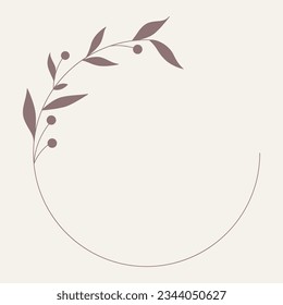 Estilo dibujado a mano con el marco de la hoja y bifurcación. 
Hojas de hojas de ramas marrón y blanco. 
Marcos para el Día de San Valentín, decoración de bodas, logotipo y plantilla de identidad. 