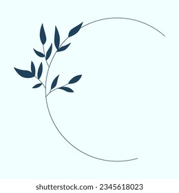 Leaf und Branch Frame handgezeichnet Stil. 
Leaf Marine und weißer Rahmen von Zweigen Blätter. 
Rahmen für den Valentinstag, Hochzeitsdekor, Logo und Identitätsvorlage.