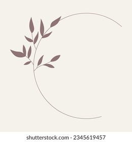 Leaf and Branch Frame hand drawn style. 
Leaf brown and white frame of twigs leaves. 
Frames for the Valentine’s Day, wedding decor, logo and identity template. 