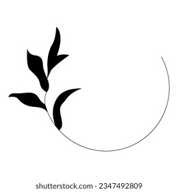 Leaf and Branch Frame hand drawn style. 
Leaf black and white frame of twigs leaves. 
Frames for the Valentine’s Day, wedding decor, logo and identity template.