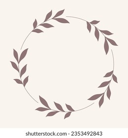 Leaf and Branch Frame hand drawn style. 
Leaf brown and white frame of twigs leaves. 
Frames for the Valentine’s Day, wedding decor, logo and identity template. 