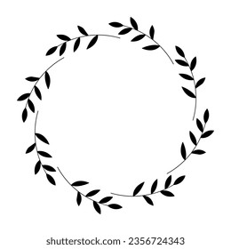 Estilo dibujado a mano con el marco de la hoja y bifurcación. 
Hojas blancas y negras de hojas de ramas. 
Marcos para el Día de San Valentín, decoración de bodas, logotipo y plantilla de identidad.