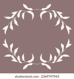 Leaf and Branch Frame hand drawn style. 
Leaf brown and white frame of twigs leaves. 
Frames for the Valentine’s Day, wedding decor, logo and identity template. 