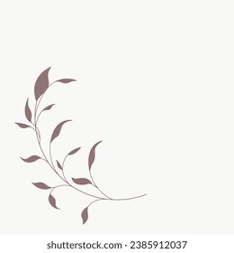 Estilo dibujado a mano con el marco de la hoja y bifurcación. 
Hojas de hojas de ramas marrón y blanco. 
Marcos para el Día de San Valentín, decoración de bodas, logotipo y plantilla de identidad. 